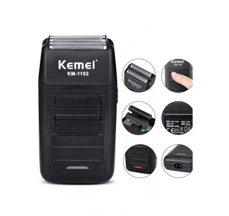 Kit Profissional de Barbear: Kemei 1102 + Kemei 032 – Corte e Acabamento Perfeito em Cada Detalhe