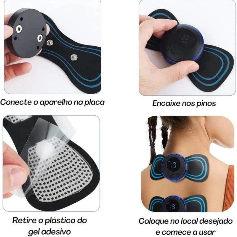 Sinta o Alívio: Mini Massajador Elétrico EMS para Musculo cervical com Estímulo Profundo e Portátil