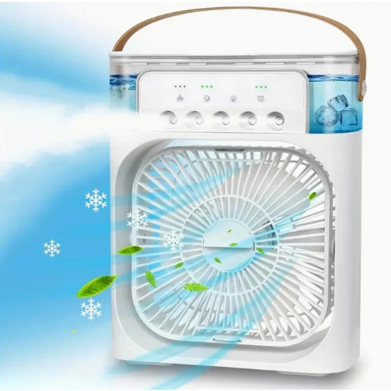 Ventilador Nebulizador e Umidificador com 3 Velocidades – Compacto e Portátil para Dias Secos! 💧