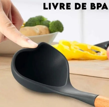 Kit  12 Peças Utensílios de Cozinha Silicone Colher Espátula kitchen Antiaderente com Suporte