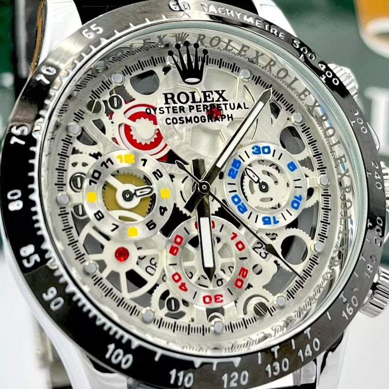 Relógio Rolex Oyster Perpetual Pulseira de Borracha A Prova D'água - Prata com Preto