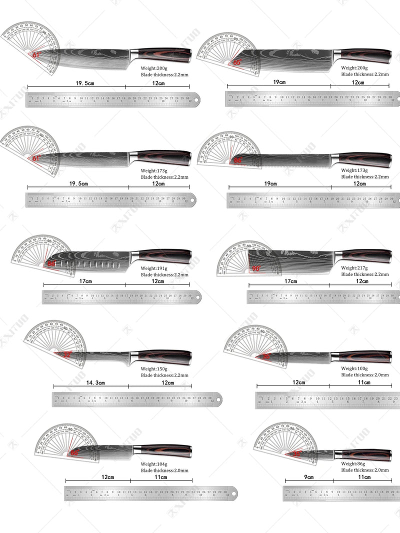 Conjunto de facas de cozinha 1-10PCS Chef faca de aço inoxidável de alto carbono