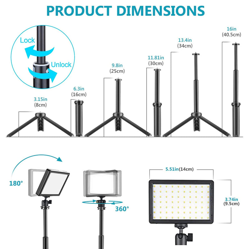 Painel de Luz de Vídeo LED para Fotografia
Kit de Iluminação para Estúdio Fotográfico para Filmar, Transmissão ao Vivo no YouTube com Tripé, Suporte e Filtros RGB