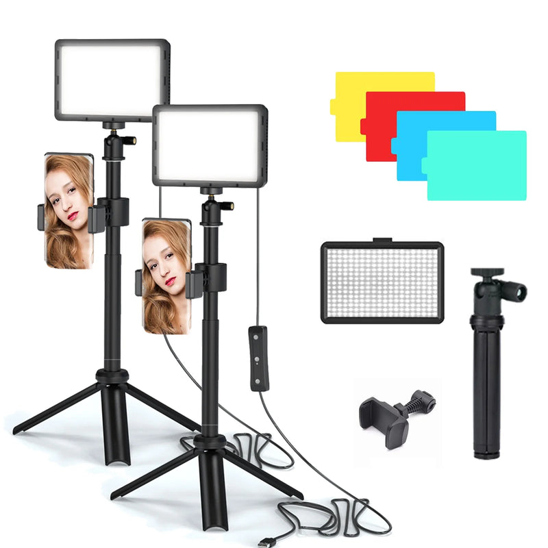 Painel de Luz de Vídeo LED para Fotografia
Kit de Iluminação para Estúdio Fotográfico para Filmar, Transmissão ao Vivo no YouTube com Tripé, Suporte e Filtros RGB