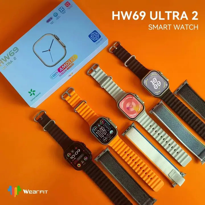 Smartwatch Hw69 Ultra 2 Amoled Serie 9 2GB Memoria NFC Jogos Pulseira extra Lançamento