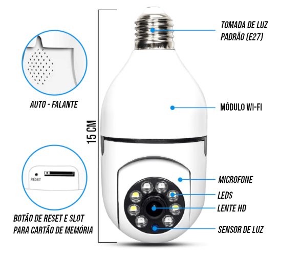 Câmera de Segurança Inteligente Wifi - LampCam