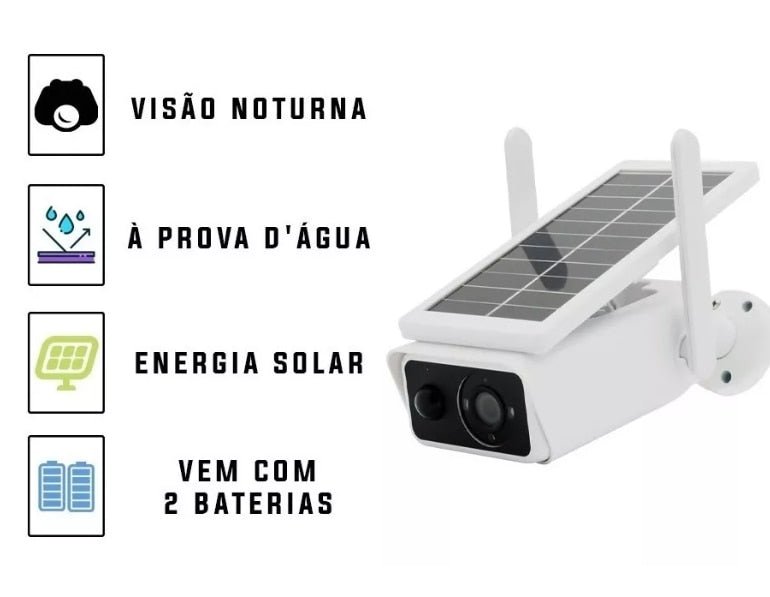 Câmera de Segurança Solar Wifi a Prova D'agua Full HD