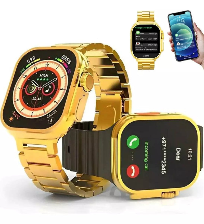 Smartwatch JS Ultra Gold 9 Com 2 Pulseiras Lançamento 2024