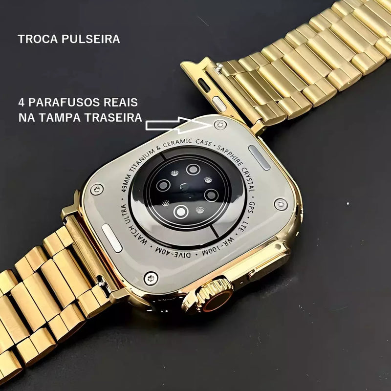 Smartwatch JS Ultra Gold 9 Com 2 Pulseiras Lançamento 2024