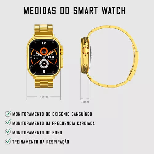 Smartwatch JS Ultra Gold 9 Com 2 Pulseiras Lançamento 2024