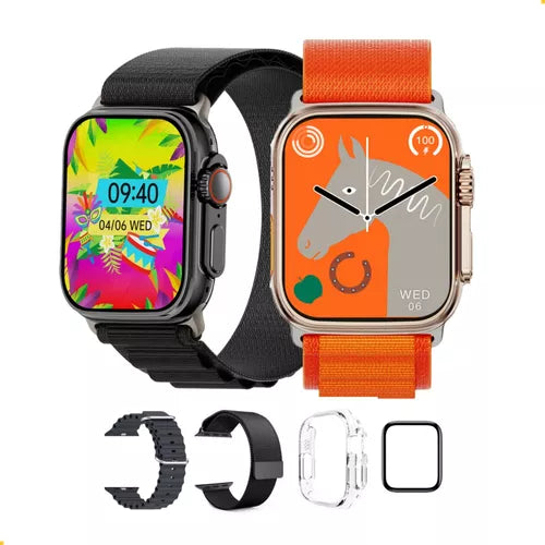 Smartwatch W69 Ultra Mini 45mm Com Pulseira Extra e Case Bússola NFC Temperatura Corporal